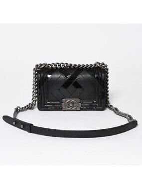 Chanel Boy Chain Shoulder Bag Black